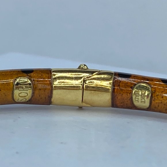 SOHO 0.32ct Diamond & Leopard Enamel bangle-18K yellow gold Italy 17.5g JR7645 - Picture 8 of 8